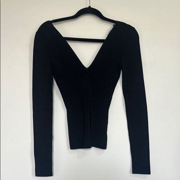 Dolce & Gabbana Black Double V-Neck Viscose Top - Picture 1 of 2